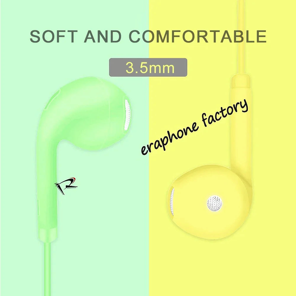 3.5mm Wired Headset Macaron Earphone In-Ear Headphone Music Multicolors 1.2m with Microphone Earphones Universal for Smart Phone