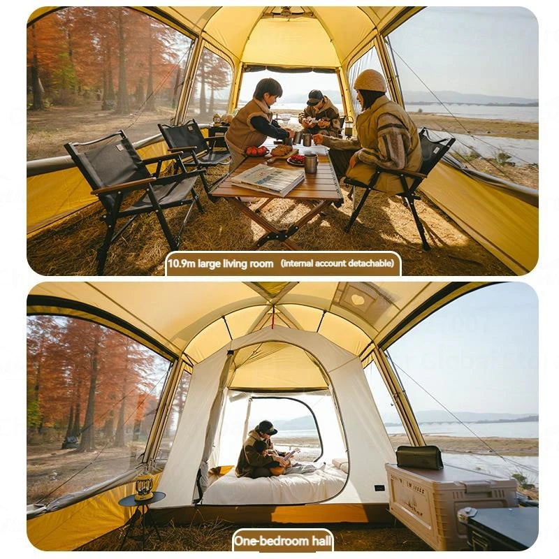 Naturehike Dune 10.9 Tent Double Layer Dome Tent with Extended Canopy for 4-6 Person 75D Outdoor Camping Beach Fireproof Chimney