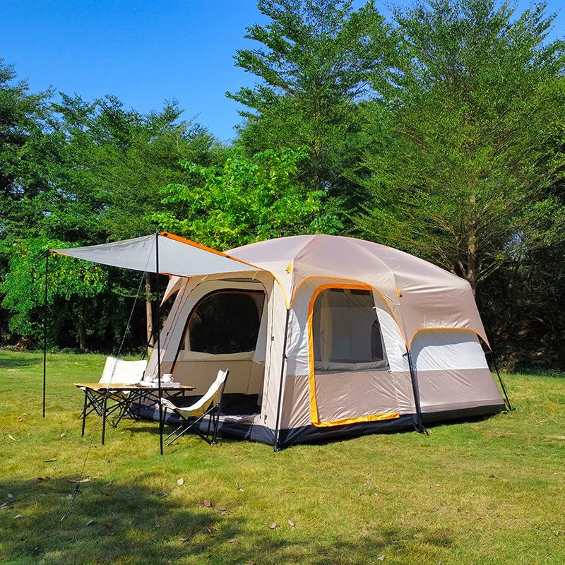 10 Person Camping Tent, Waterproof Windproof Sun Protection, 210D Oxford Fabric, 3 Season, Lightweight, 2 Room 1 Living Room