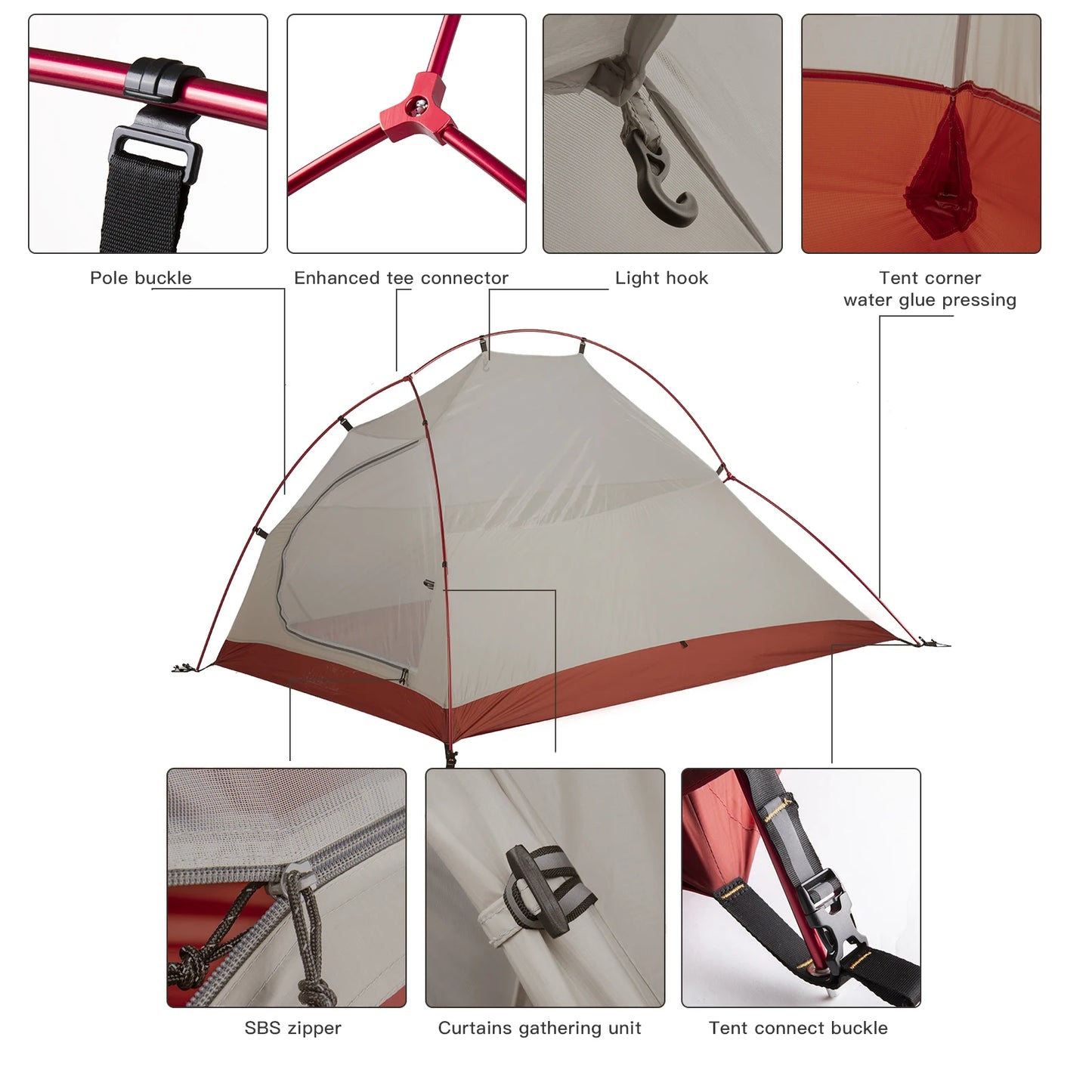 BISINNA Ultralight Camping Tent Backpack Tent 20D Nylon Waterproof Outdoor Hiking Travel Tent Cycling Tent 1-2 Person