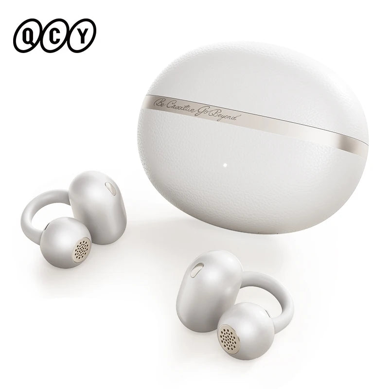 QCY Crossky C50 Open Ear Wireless Earbuds Bluetooth 6.0 Comfort Clip On Sports Earphone 4 Mic AI Clear Call Bass Boost Headphone