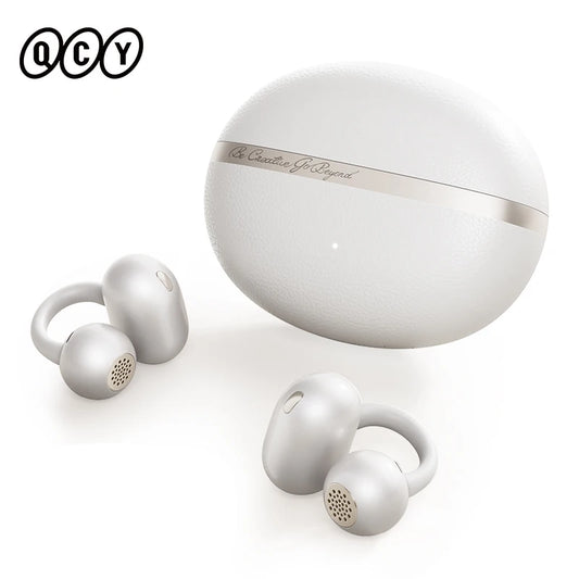 QCY Crossky C50 Open Ear Wireless Earbuds Bluetooth 6.0 Comfort Clip On Sports Earphone 4 Mic AI Clear Call Bass Boost Headphone