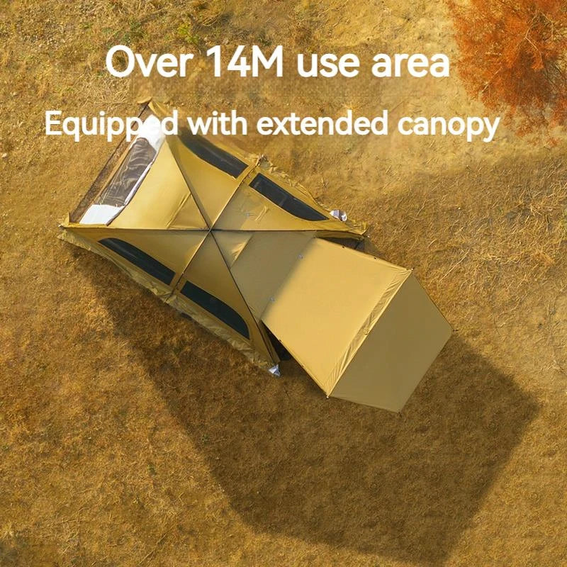 Naturehike Dune 10.9 Tent Double Layer Dome Tent with Extended Canopy for 4-6 Person 75D Outdoor Camping Beach Fireproof Chimney