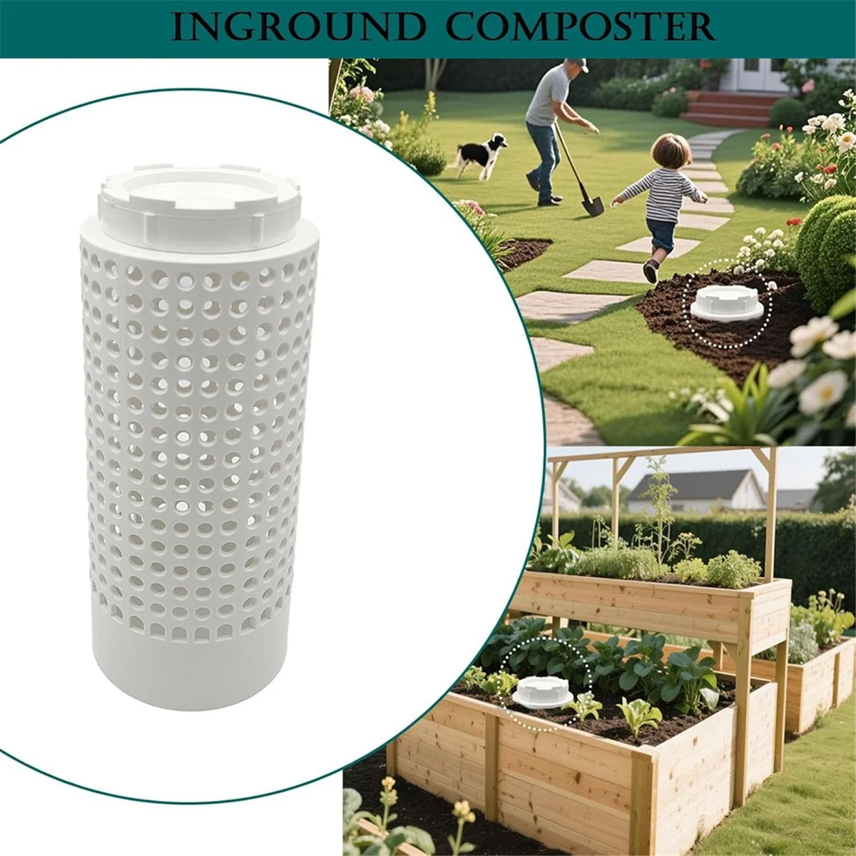 BAAQ 2 PCS Compost Bin Outdoor,Inground Worm Farm Compost Bin Kit for Raised Garden Beds , Farm Compost Bin for Garden