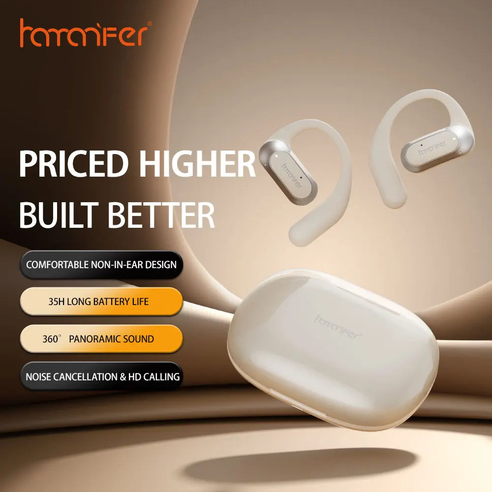HAMANFER MX12 Open Ear Clip-on Bluetooth Wireless Earphones TWS Sports Headphones Noise Cancelling Air Conduction Long Battery