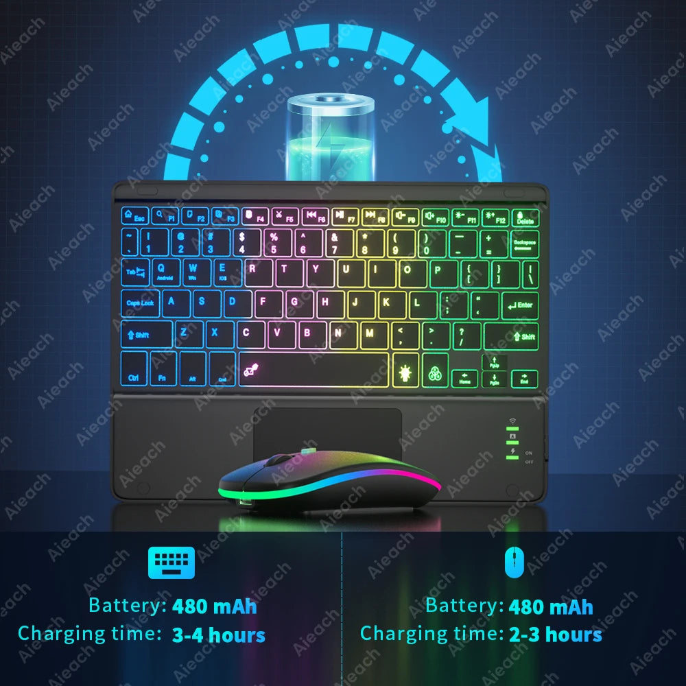 TULX Bluetooth Wireless Keyboard Backlit with Touchpad Rechargeable 78Keys Ultra-Thin Portable for iOS/Android/Windows Tablet