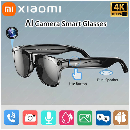 Xiaomi 4K HD AI Smart Glasses With Camera Bluetooth Call Voice Assistant Translate Touch Control Music Player Waterproof Glasses
