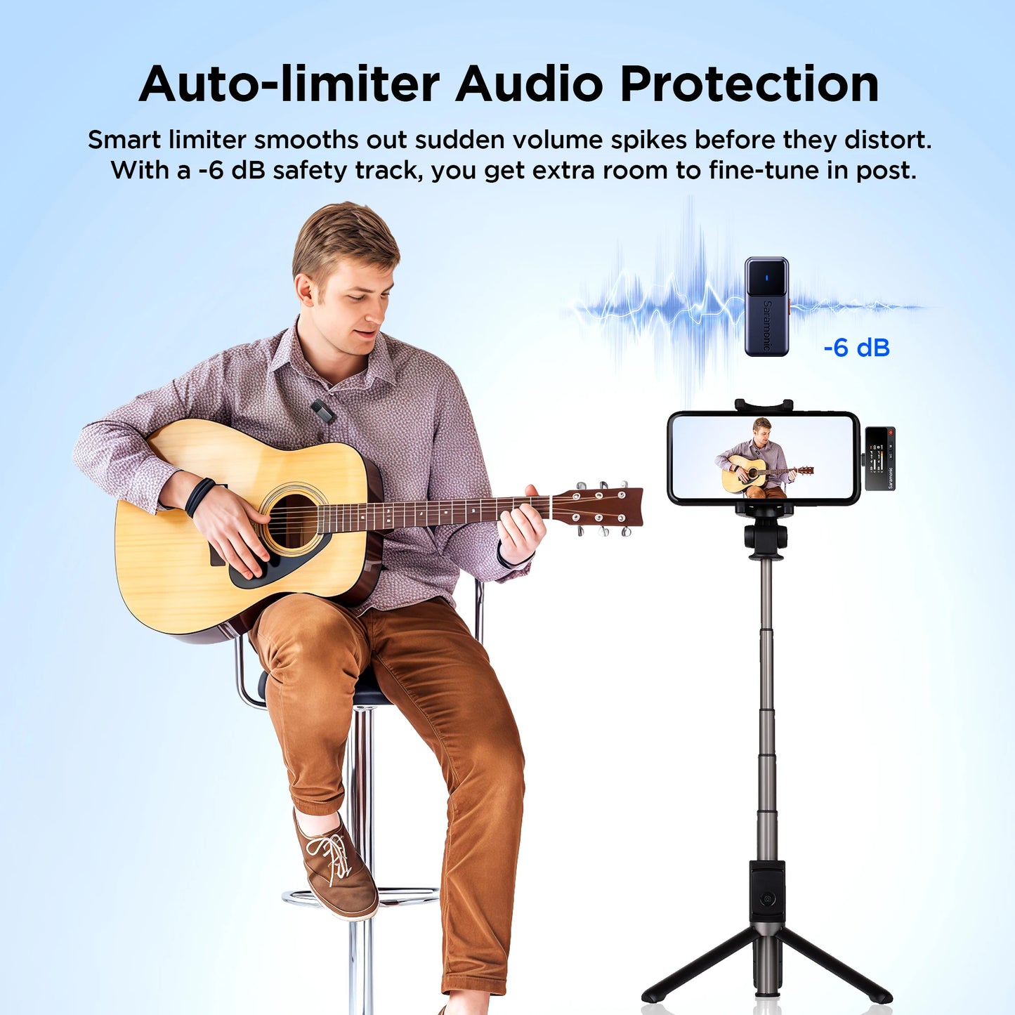 Saramonic Air Wireless Lavalier Microphone for iPhone Android, Noise Cancelling, 300M, Mini Microphone for Tiktok Youtube