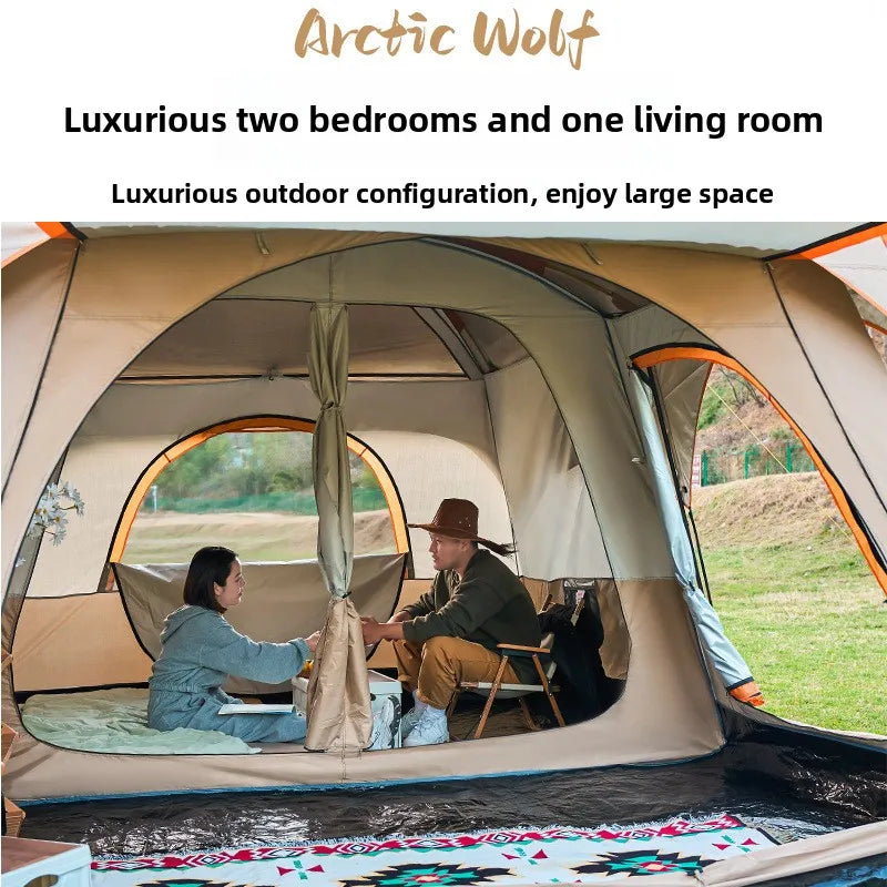 In 2025, upgrade to a two-bedroom, one-living-room outdoor folding portable windproof tent