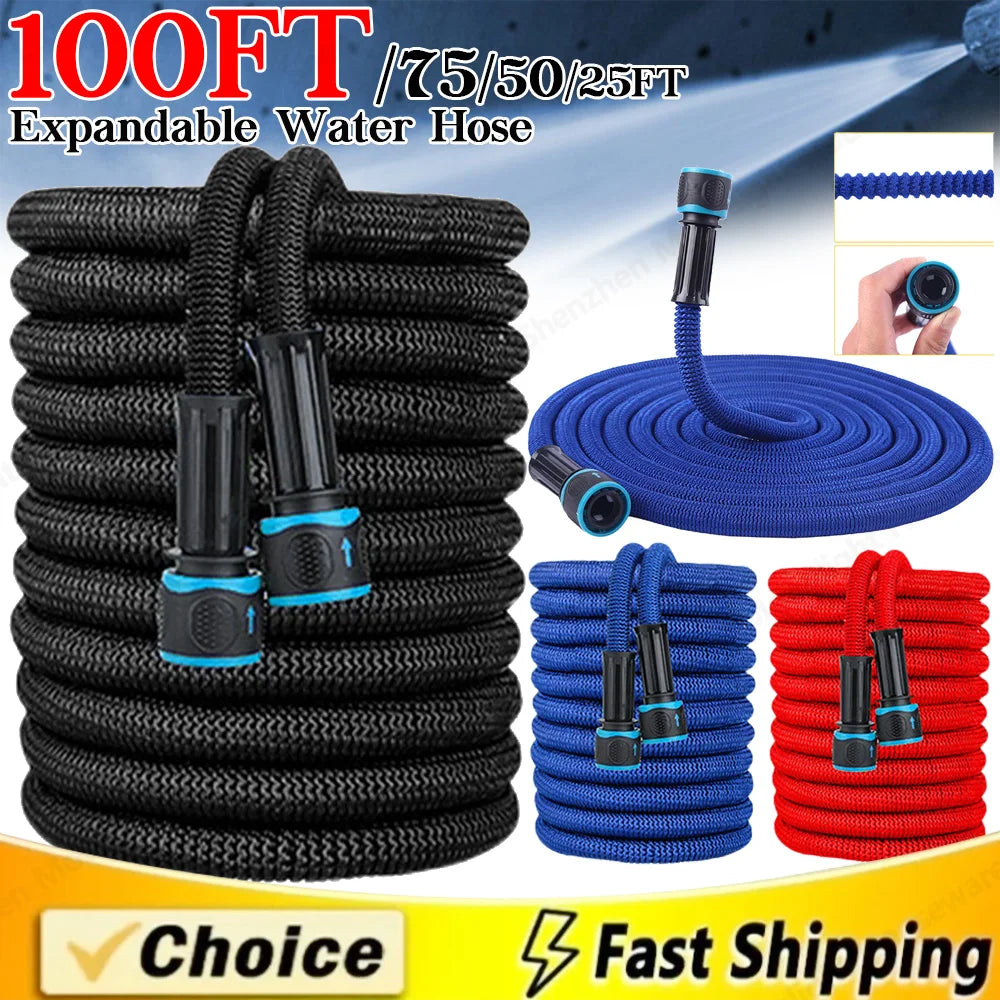 Magic Watering Hose Flexible Expandable Garden Hose Reels Water Hose Pipe Car Wash Hose Quick Connector With 25ft-100ft