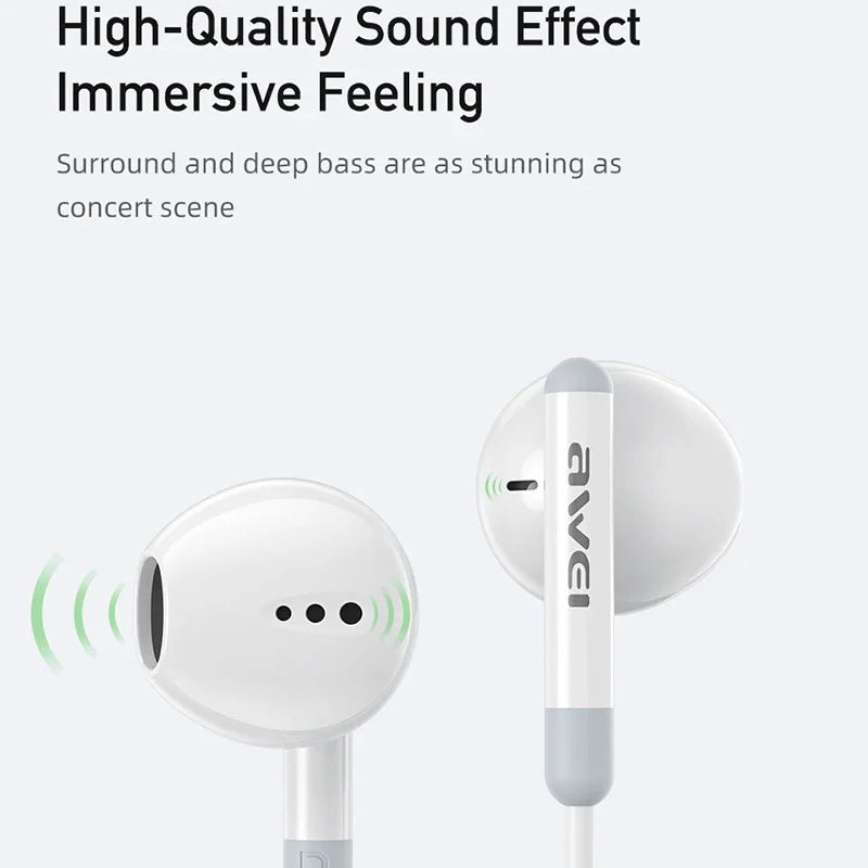 Awei  Wired Headphones In-Ear Headset Wired Earphones With Mic Volume Control Compatible For All Mobile Phones