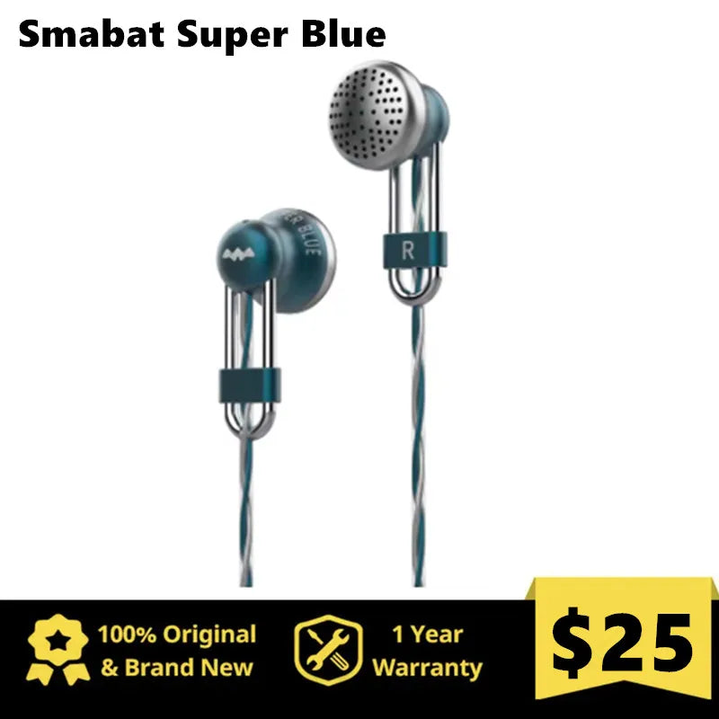 Smabat Super Blue Flagship in-ear Headphones High Sound Quality Labyrinth Acoustic Structure Wired Hifi Music