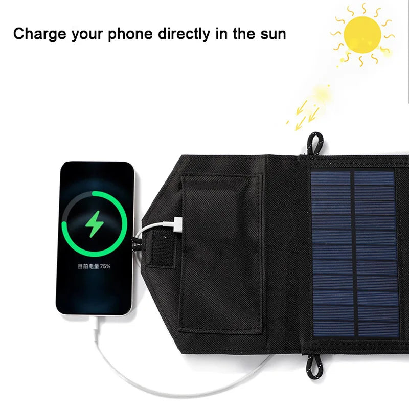 New Camping Solar Panel Foldable Outdoor 5V Dual USB Solar Panel Portable Bag for Charging
