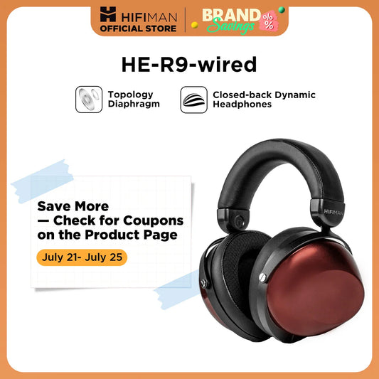 HIFIMAN HE-R9 Dynamic Closed-Back Over-Ear Headphones with Topology Diaphragm-Wired Version