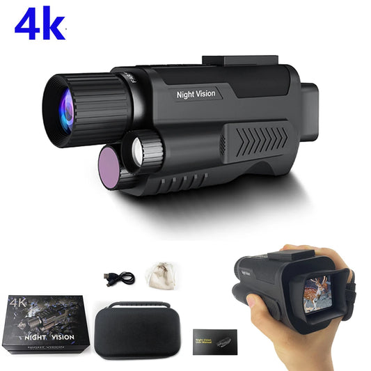 Monocular Night Vision Device 4K UHD Infrared Camera 8X Digital Light Zoom Hunting Telescope Outdoor Search Full Darkness 600m