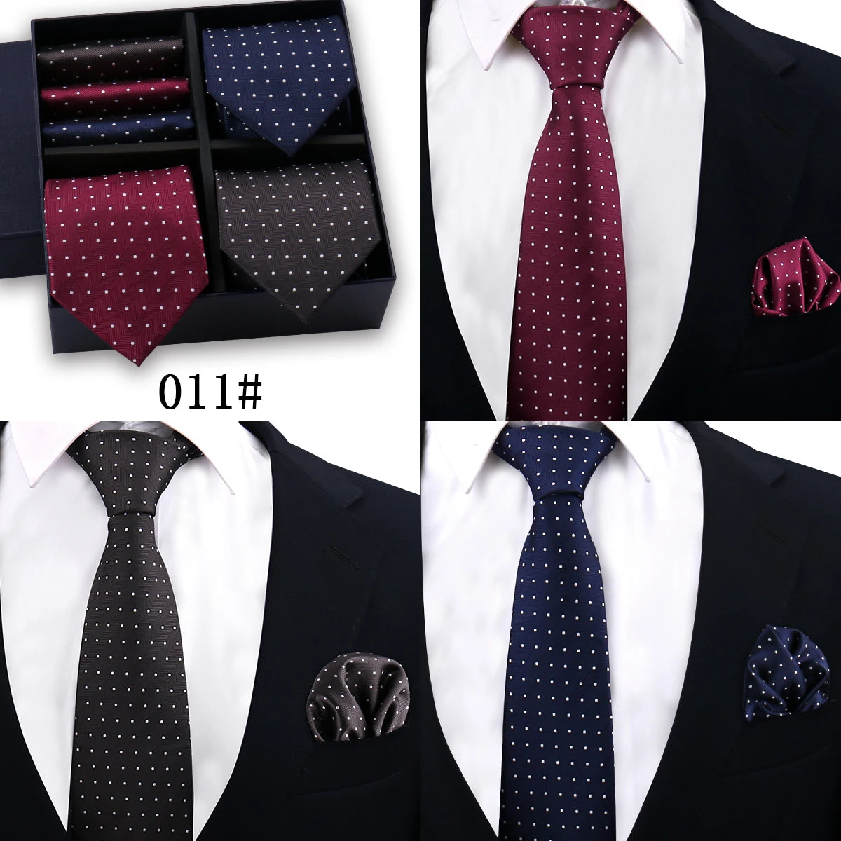Tie Set Gift Box For Man Necktie Pocket Square Set For Business Daily Wear Office Workplace Suit Accessories Ties Hanky Gravatas