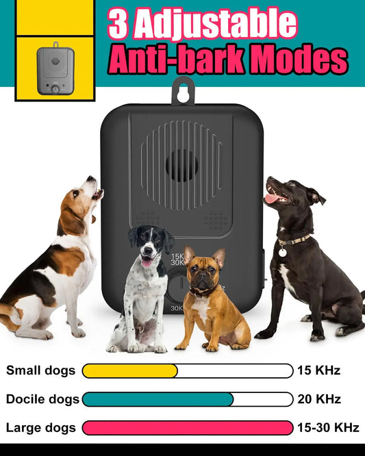 Anti Barking Device, Ultrasonic Dog Repellent Device with 3 Modes, Rechargeable against barking dogs deterrent Indoor & Outdoor