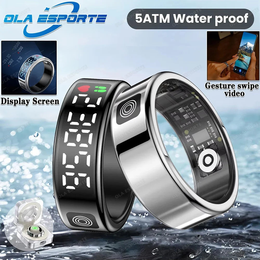 New Display Screen Smart Ring For Xiaomi Samsung Ring Gesture Swipe Video/ Brush Tiktok Health Monitor 5ATM Waterproof Smartring