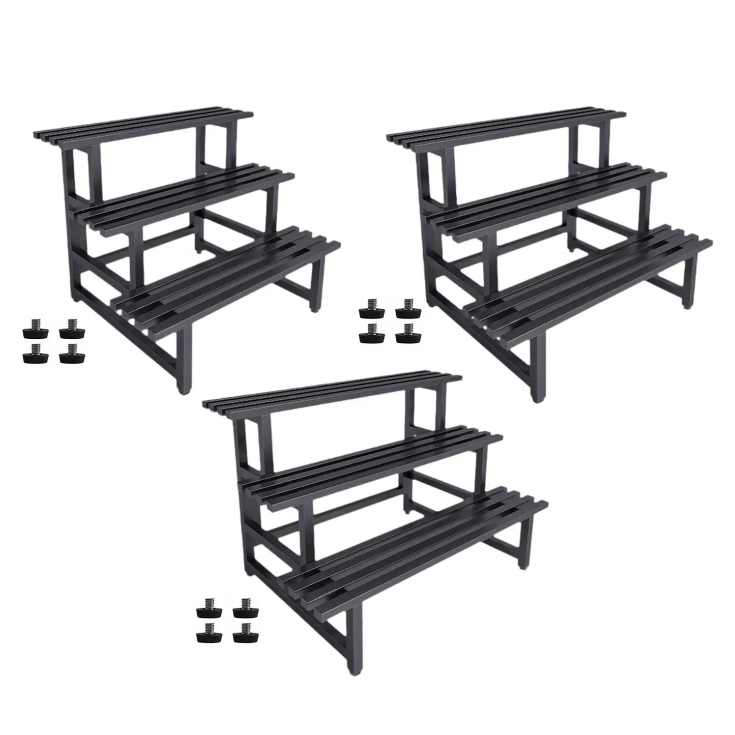 Metal Plant Stand Black Freestanding Stable 3 Tier Planter Display Shelf for Office Balcony Indoor Outdoor Garden Flower Store