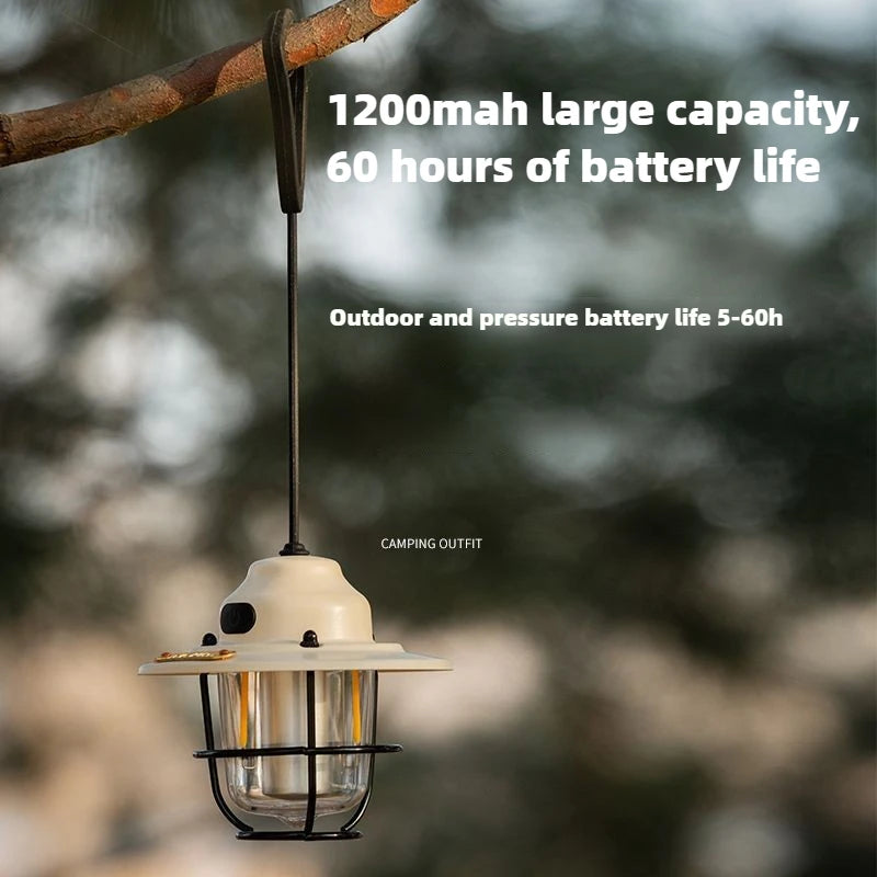 Mini LED Camping Lanterns Type-C Rechargeable Portable Hanging Tent Light 1200mAh for Hiking Fishing Emergency Light Lanterns