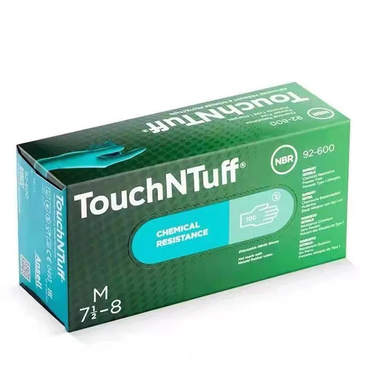 TouchNTuff®92-600 Ansell Green Nitrile Gloves（Single box） Chemical Resistance Powder Free All-round Chemical Splash Protection