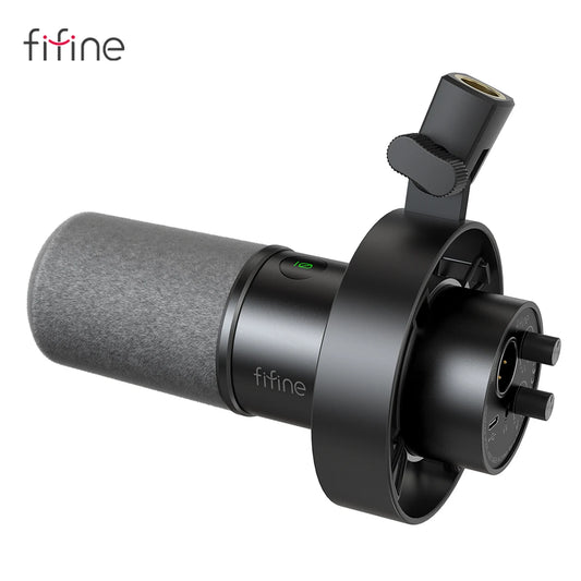FIFINE USB/XLR Dynamic Microphone with Shock Mount,Touch-mute,Headphone Jack&Volume Control,for PC or Sound Card Recording -K688