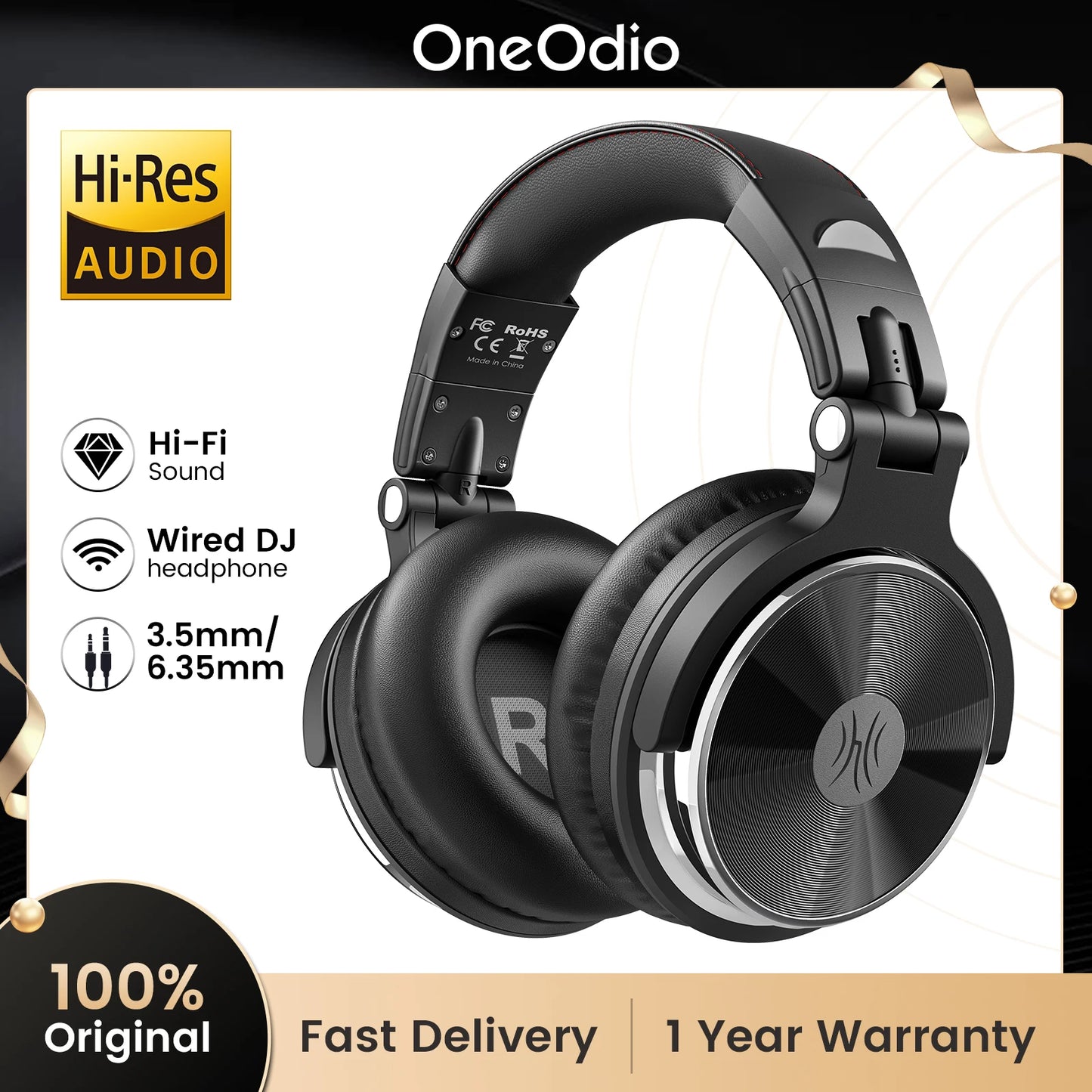 Oneodio Pro 10 Wired Headphones Hi-Res Audio Wired Headset Stereo Professional DJ Headphone with Mic Over Ear  Studio Headphone