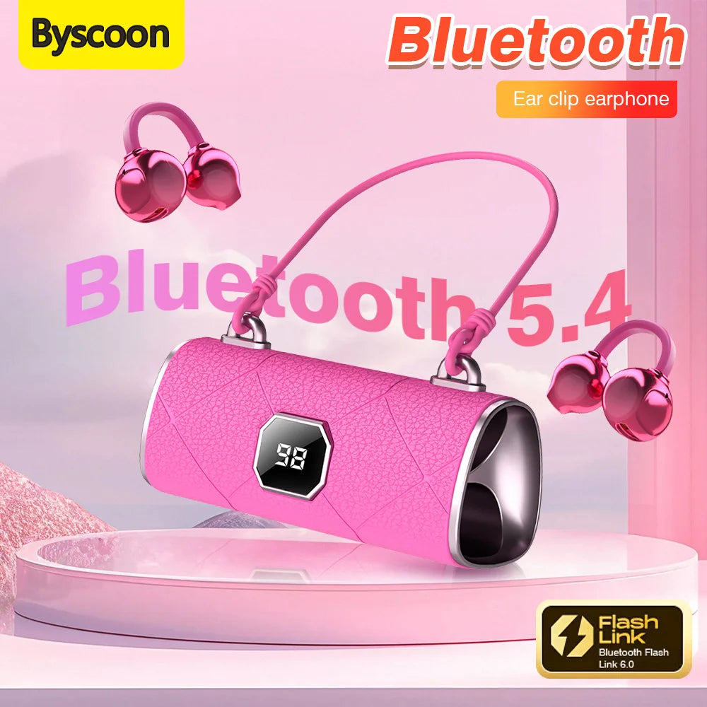 Ear Clip Wireless Earphones Bluetooth 5.4 Open Earbuds Clip-on Sports Headphones Waterproof For iPhone16 15 Xiaomi OPPO HUAWEI