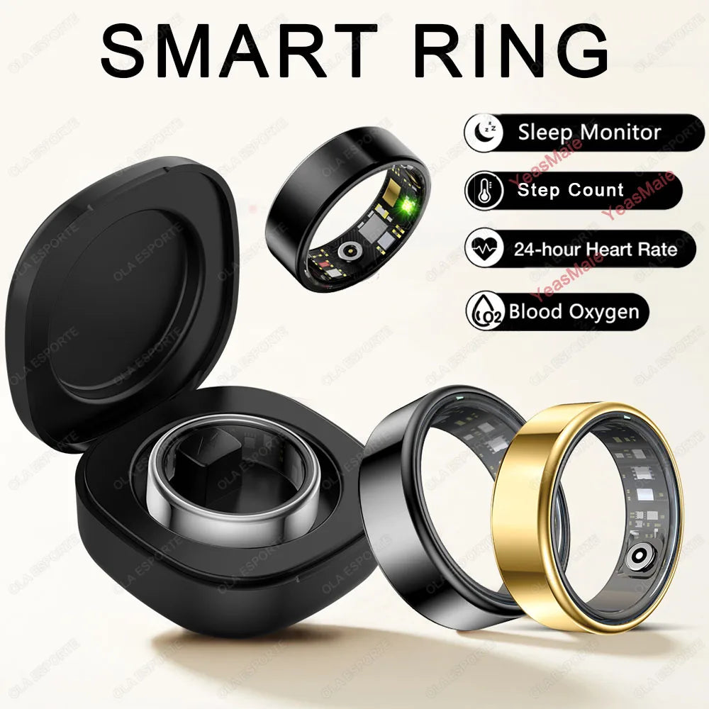 2025 New Smart Ring Men, Women, Heart Rate and Blood Oxygen Monitor Smart ring IP68 & 5ATM Waterproof, Multi-sport Mode
