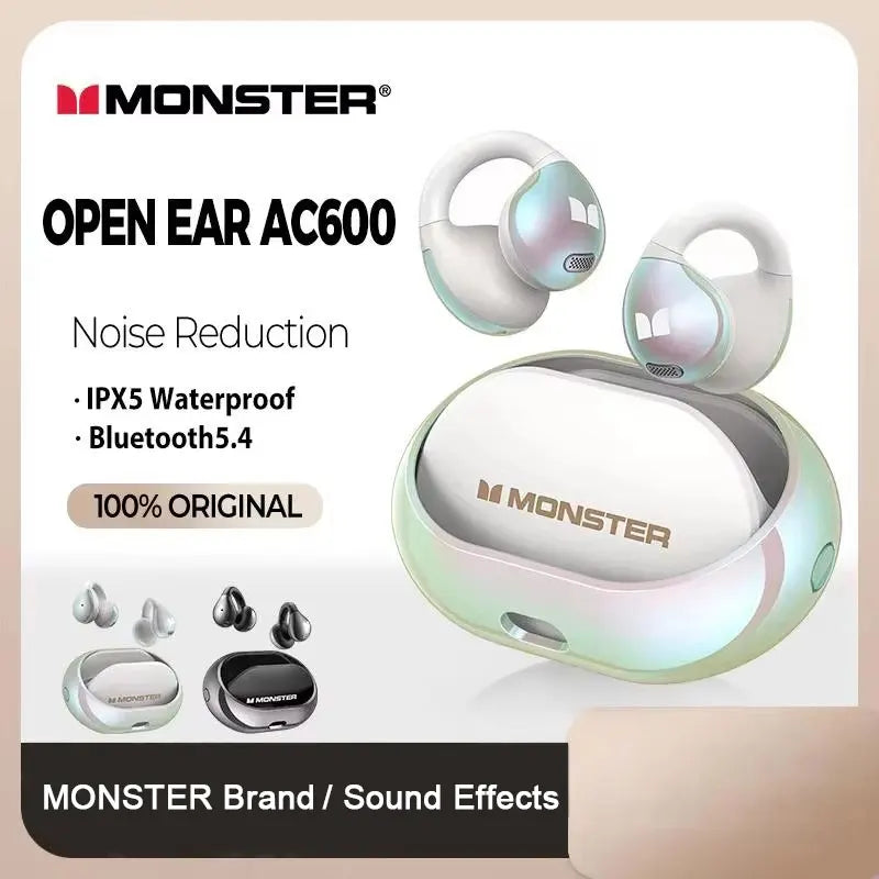 Monster AC600 Ear Hook Bluetooth Headphones High Quality Noise Reduction HD Calls Earbuds IP5X Waterproof Sport Running Earphone