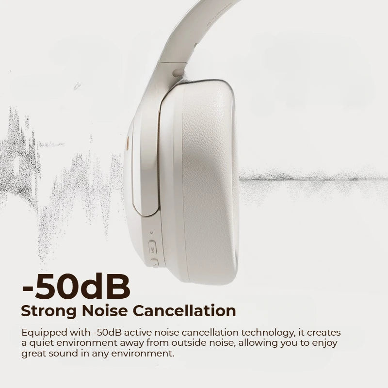 Sansui TD46 50dB ANC Wireless Bluetooth 5.4 Headphones Active Noise Cancellation Headsets Over-ear Earphones with Detachable Mic