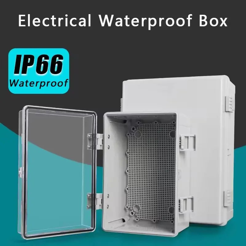 IP67 Waterproof Gray/Transparent Cover Enclosure Junction Box ABS Plastic Outdoor Electronic Instrument Hinge Case for Electric