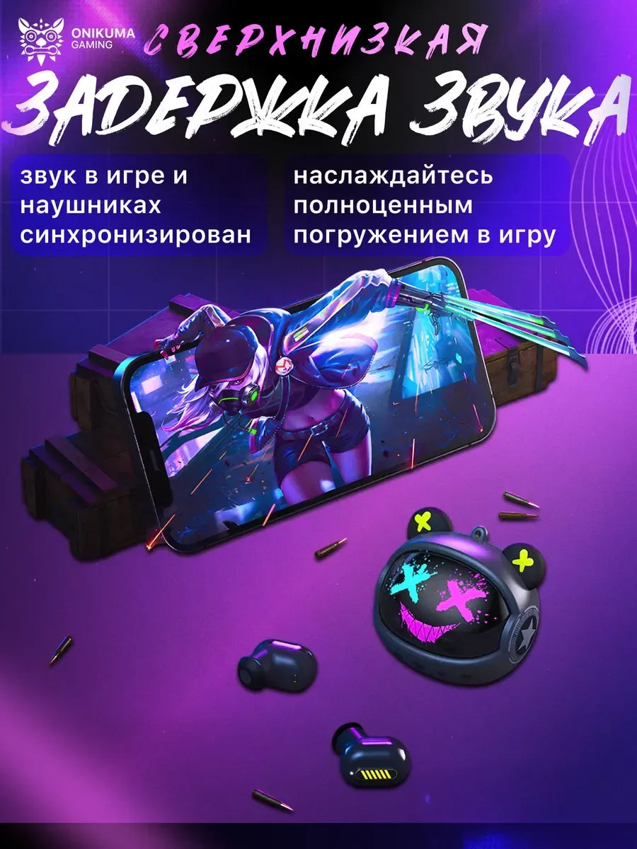 ONIKUMA T20 Gaming Headset 2025New Wireless Rotating Flip-Top Design Earbuds HiFi Stereo In-Ear Touch Control Headphone with Mic