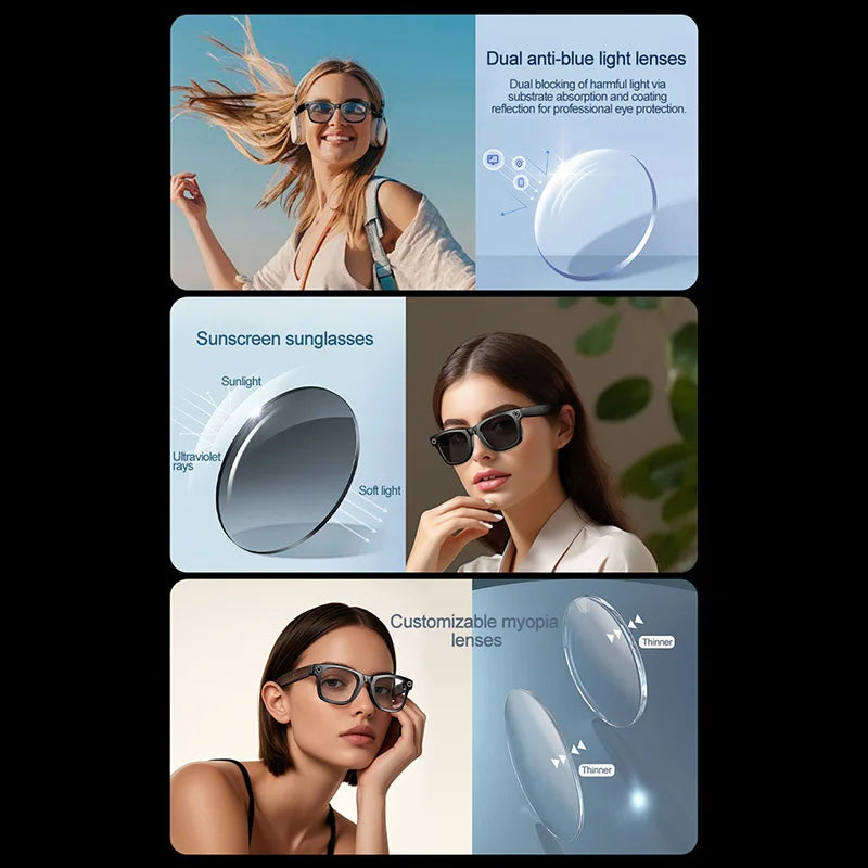 Xiaomi Smart Glasses Recording Videos Ai Photo Recognition Answer Translation Large Battery Ip65 Waterproof Bluetooth Glasses