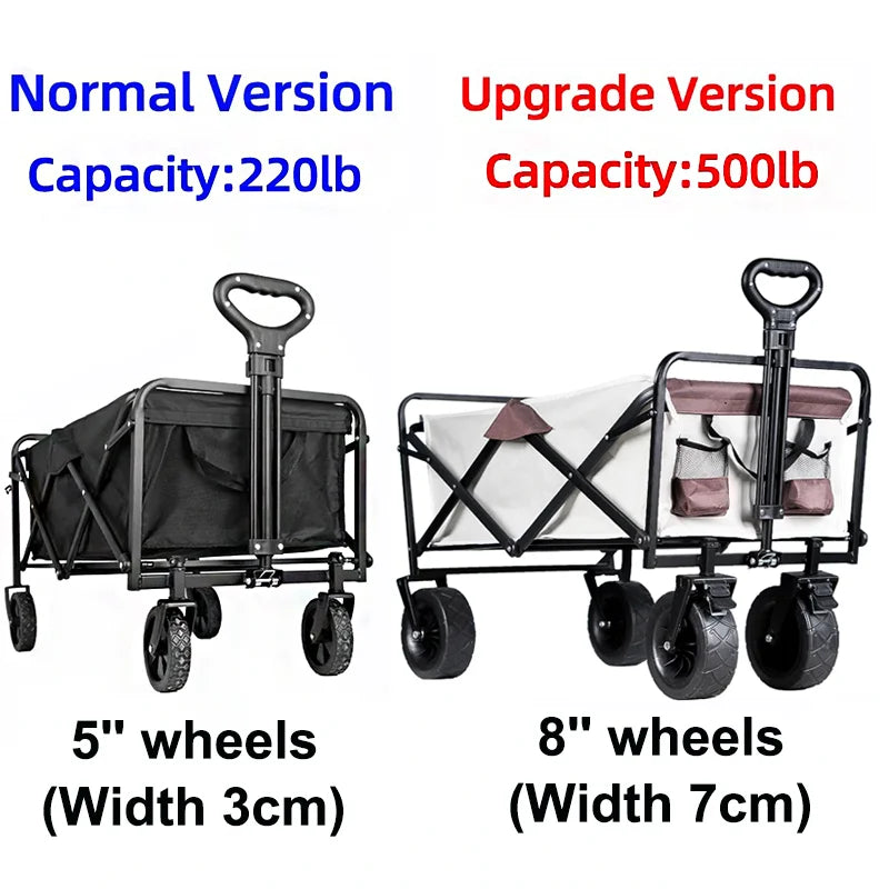 Foldable Garden Trolley Handcart Cart Tool Transport With 4 Wheels For Camping Beach Garden Shopping Outputs Load 80-150 kg Size