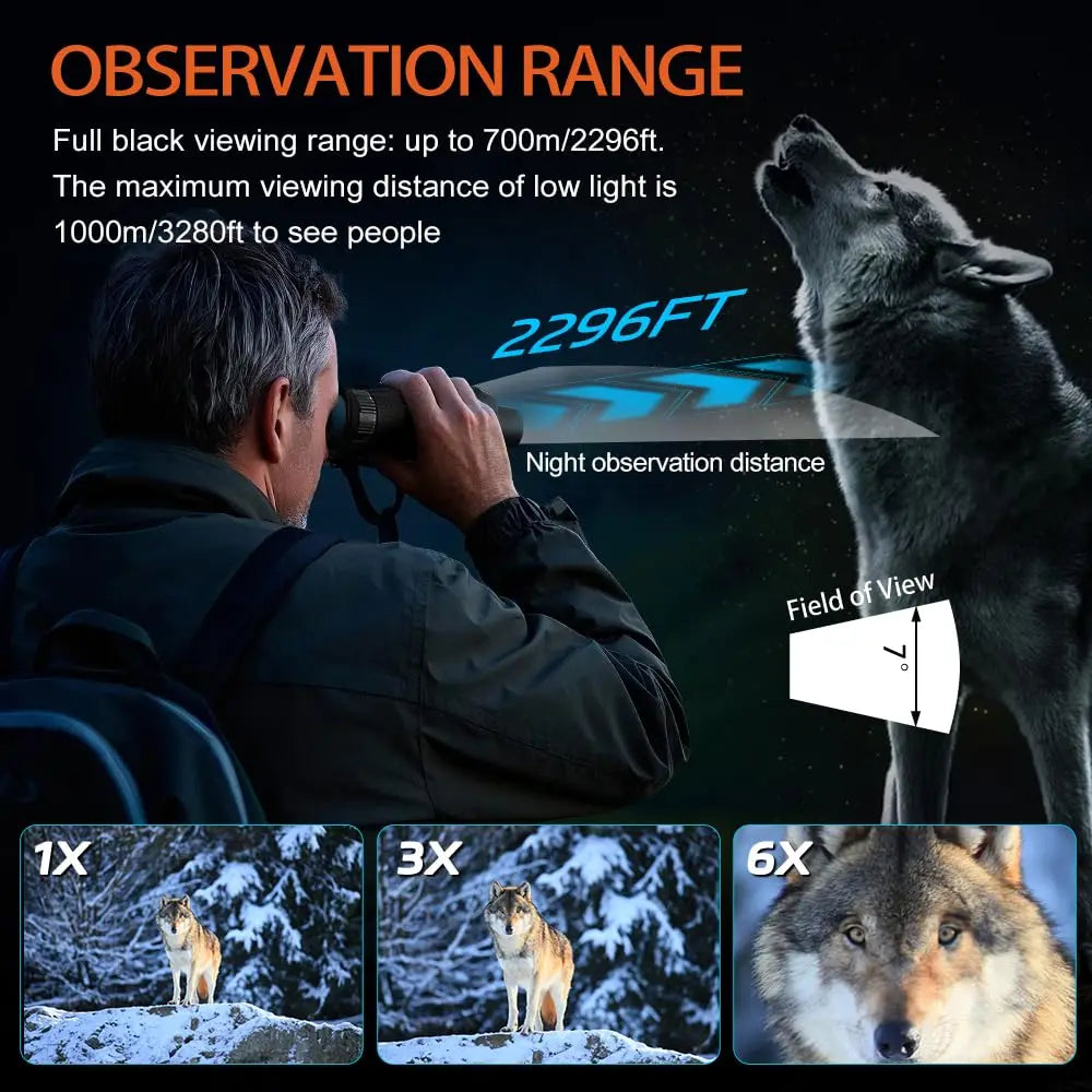 8K HD Binoculars for Adults 6X Digital Zoom 1000m View Range 3D VR Binoculars with Compass IP54 Waterproof for Camping Concert