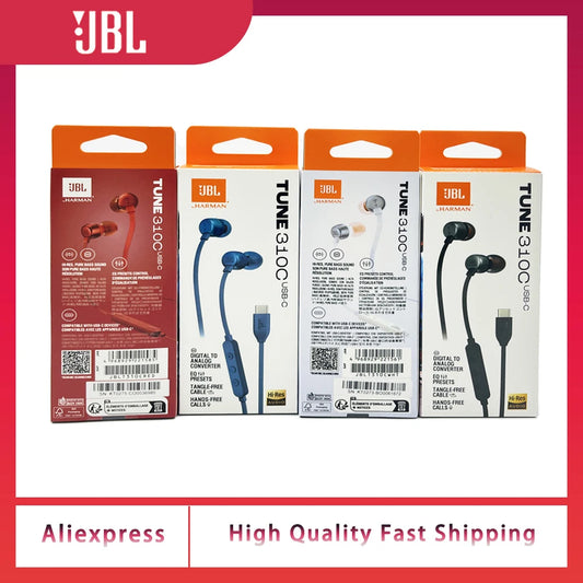 JBL TUNE 310c T310C USB-C Wired Hi-Res In-Ear Headphones Type-C Earphone With Microphone headphones headset earbuds