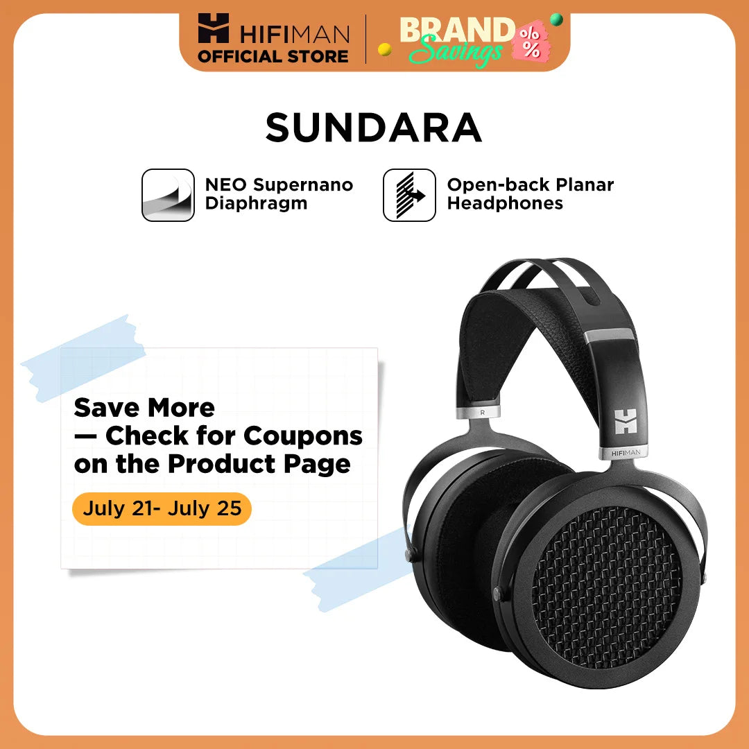 HIFIMAN SUNDARA Over-Ear Full-Size Planar Magnetic Headphones (Black) with High Fidelity Design Metal Casing