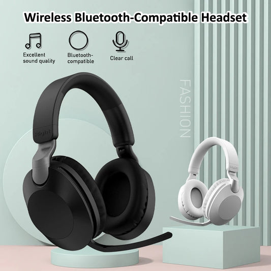 Wireless Bluetooth-Compatible Headset  Eearphone with Mic Hands-free HIFI Stereo BT5.1 Over-Ear Headphone for Call and Music