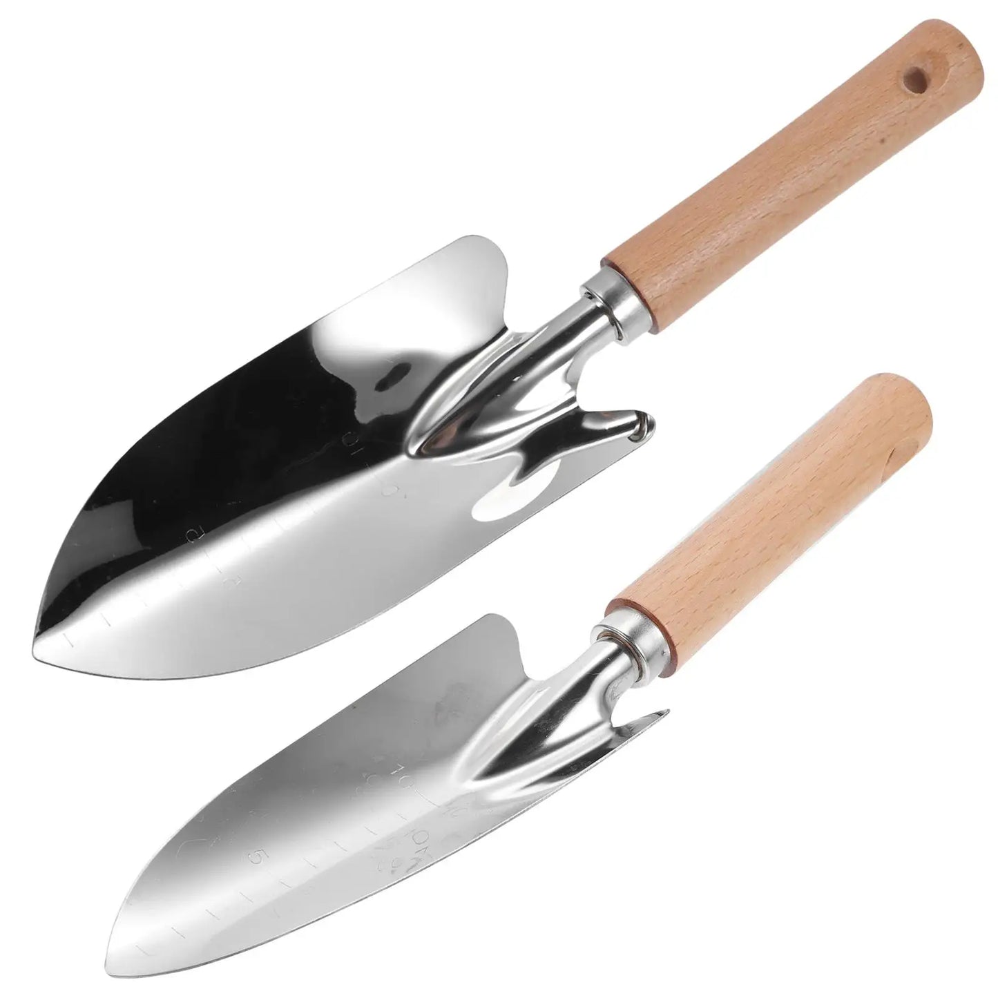 2Pcs Stainless Steel Garden Trowel With Wooden Handle Lightweight Hand Shovel For Weeding Cultivating Outdoor Tool Set