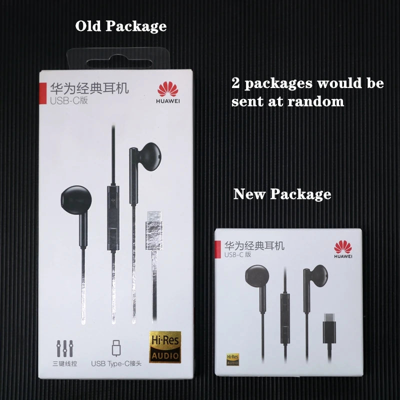 Original Huawei CM33 USB Type-C  Earphone Wired in-ear Earphone with Microphone Volume buttons for Huawei Mobile Phone