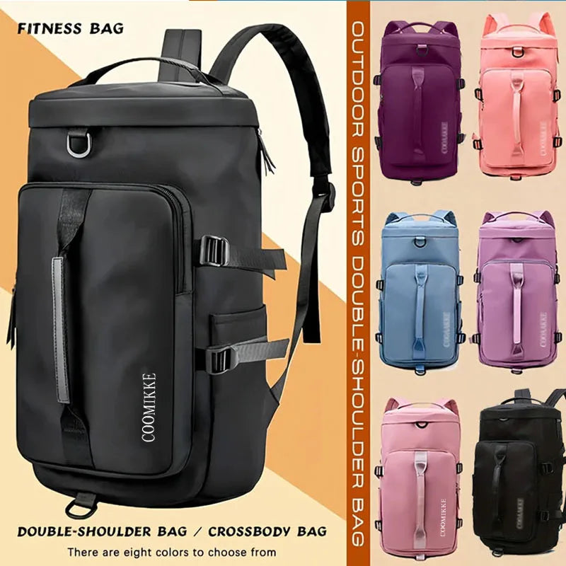 Men and women dual-shoulder outdoor fitness backpack, hand-held cylindrical sports casual backpack, hiking backpack