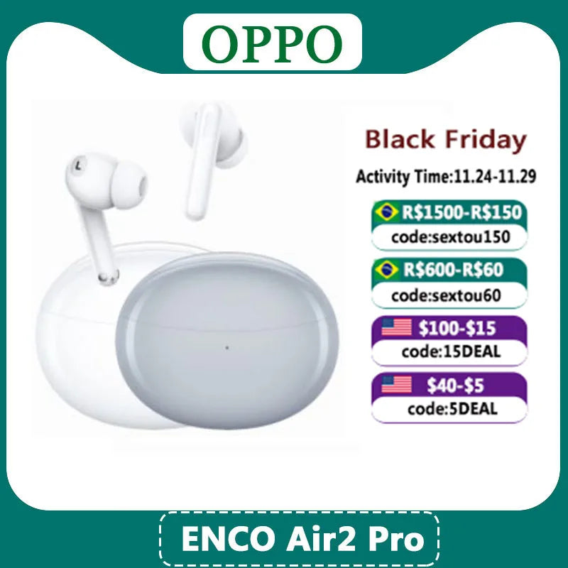 OPPO Enco Air 2 Pro TWS Earphone Bluetooth 5.2 Active Noise Cancelling Wireless Headphone 28H Battery Life Earbuds For Find X5