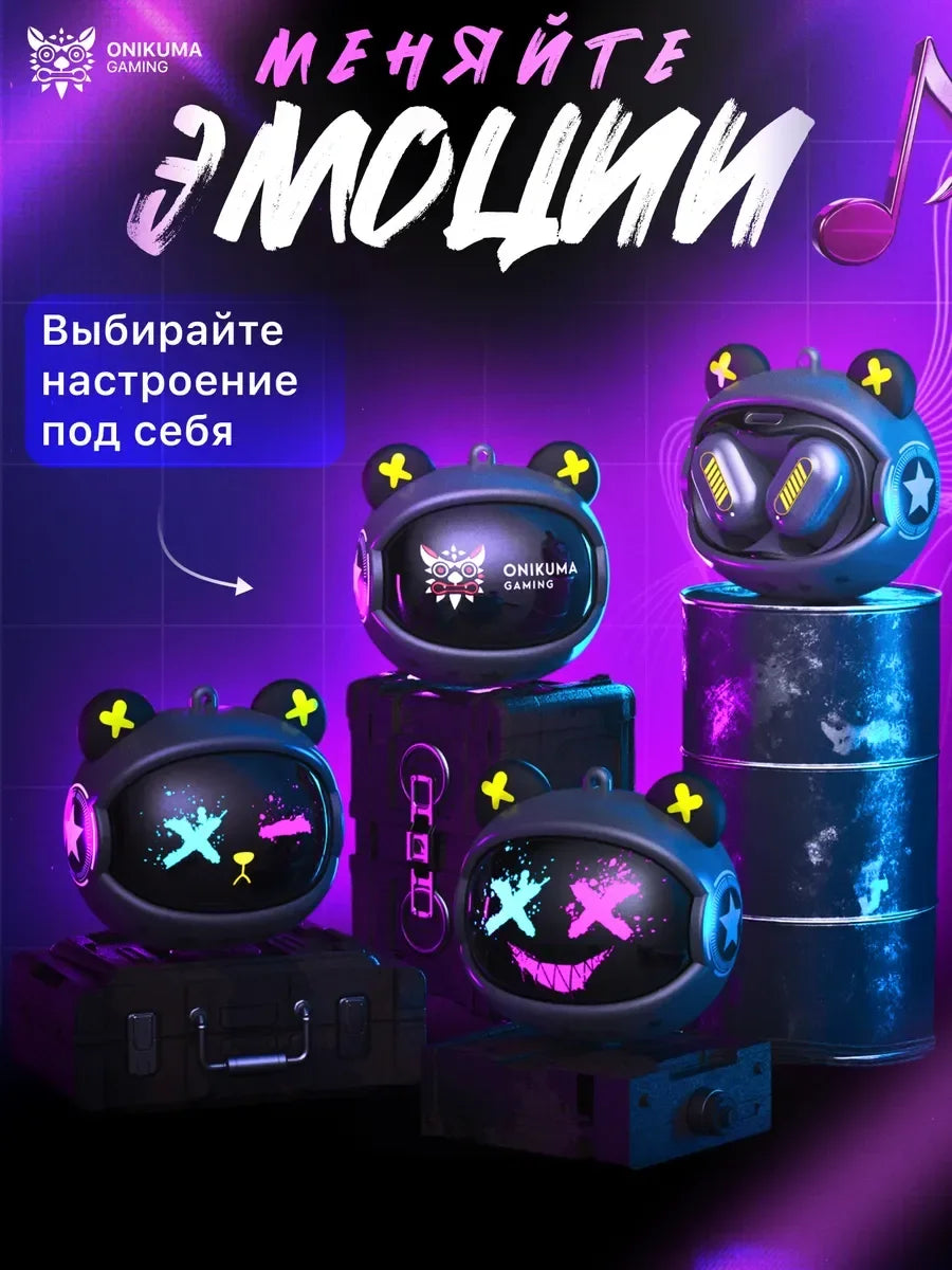 ONIKUMA T20 Gaming Headset 2025New Wireless Rotating Flip-Top Design Earbuds HiFi Stereo In-Ear Touch Control Headphone with Mic