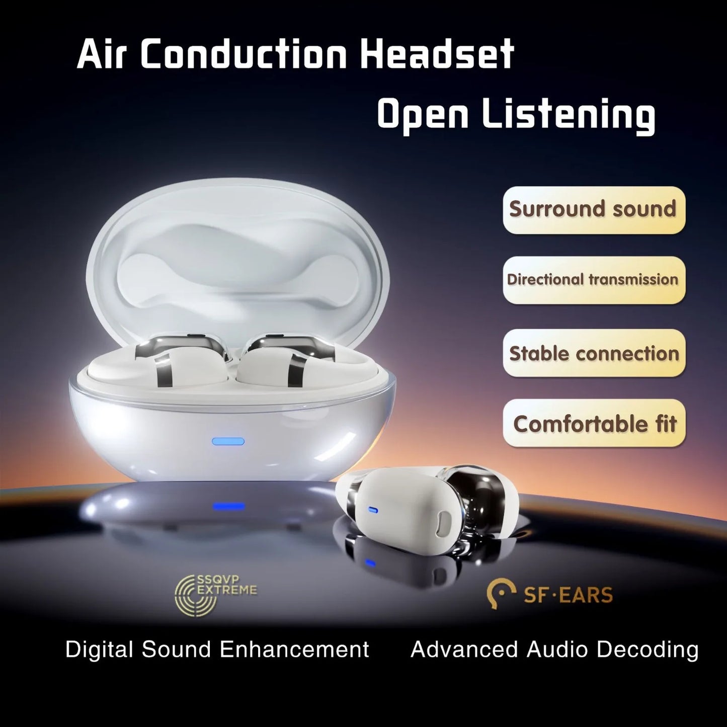 OWS F16 Headphones Open Ear Wireless Bluetooth HiFi Earbuds Active Noise Reduction Sports Casual Fashion Ear Clip Headsets Gift