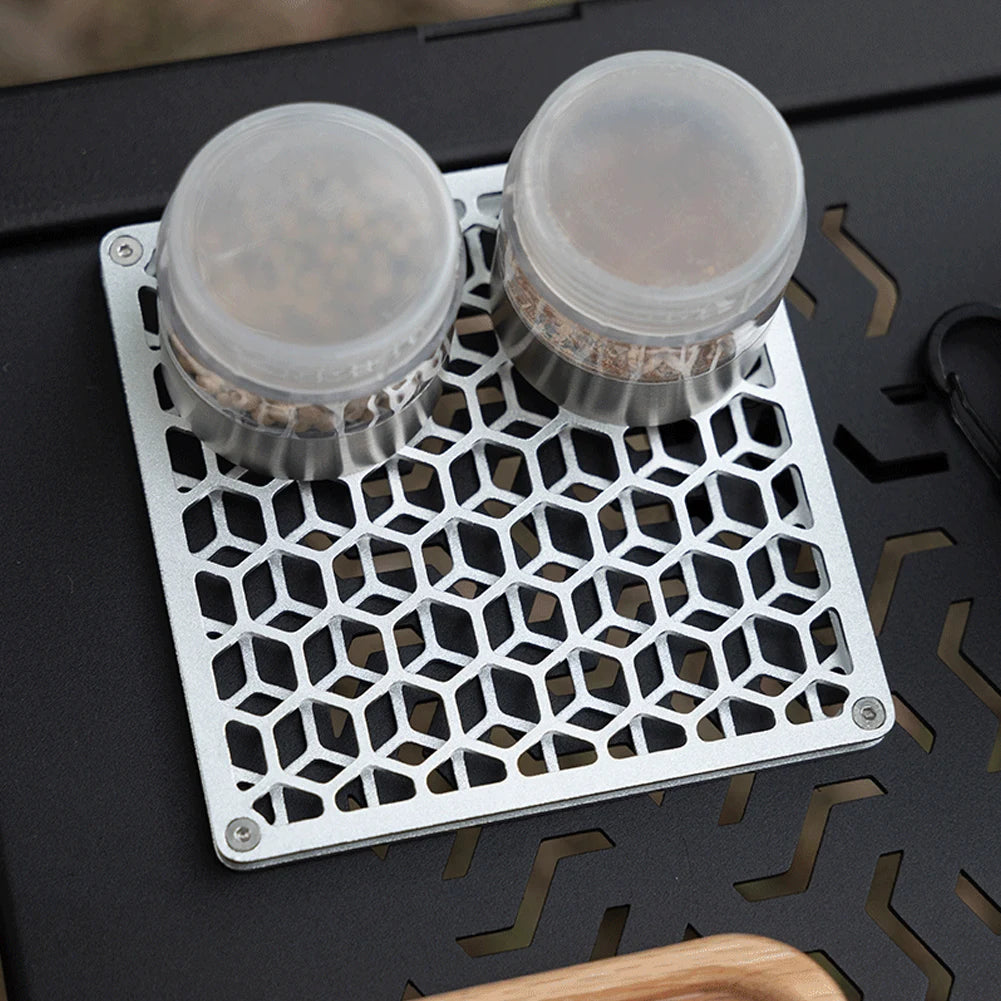 WELLHIKE Double Layer Camping Insulation Mat Aluminum Alloy Outdoor Square Coaster Metal Tableware Mat Supplies for Hot Dish Pot