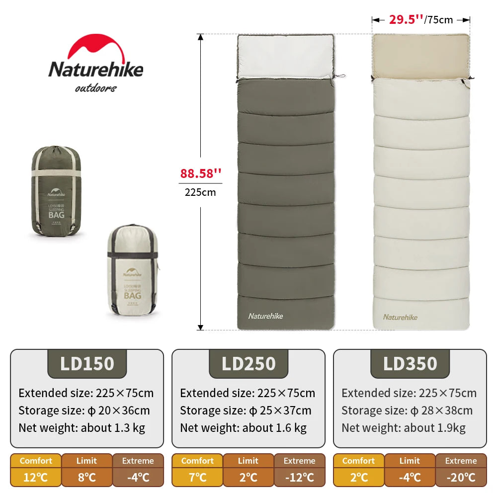 Naturehike Sleeping Bag Outdoor Camping Adult Single Patchable Sleeping Bag Spirit Envelope Cotton Sleeping Bag Hooded Portable