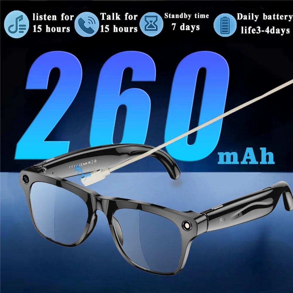 AI Translation Smart Glasses Bluetooth For Men Women with 140 Language,headphone with Speaker,Camera Glasses For Travel Meeting