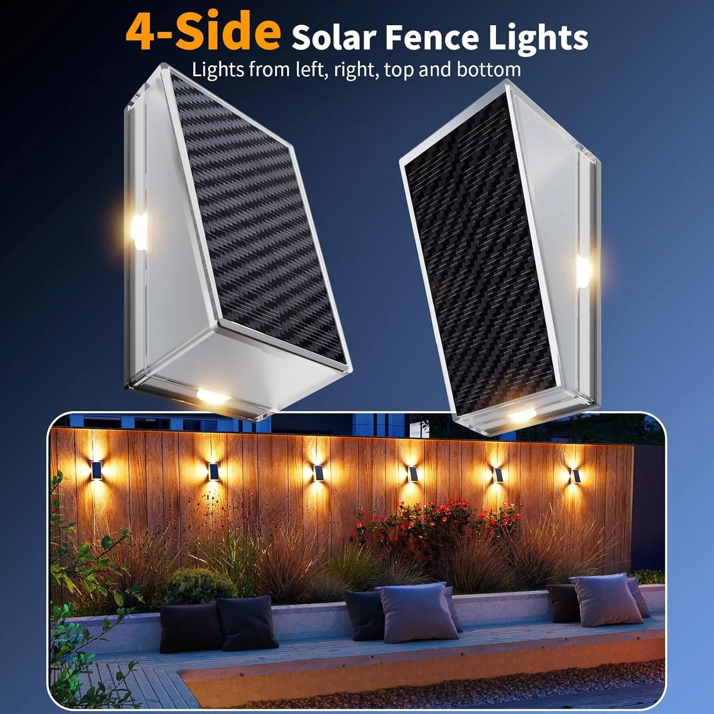 1/4/6 Packs Solar Lights Outdoor Deck & Wall Lights IP65 Waterproof LED Solar Fence Lights for Garden, Stairs, Patio, Yard, Pool