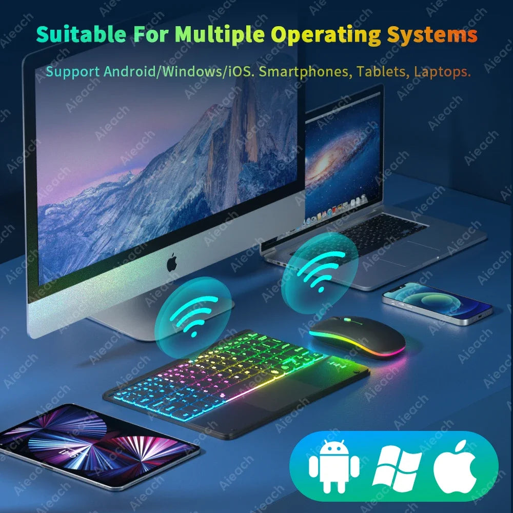 TULX Bluetooth Wireless Keyboard Backlit with Touchpad Rechargeable 78Keys Ultra-Thin Portable for iOS/Android/Windows Tablet